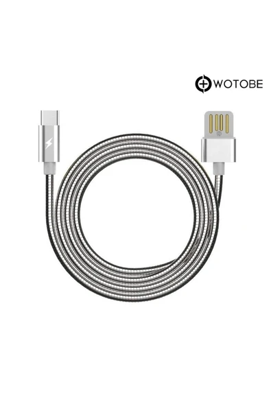 Usb Type-c Çelik Spiralli Şarj Data Kablosu - Resim 5