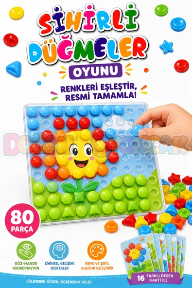 Sihirli Düğmeler Oyunu - Oyuncak Sihir Düğmeler - Renkleri Yerine Yerleştirme Oyunu Resim Oyunu ürün görseli 1