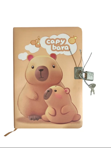 Capybara Hatıra Defteri (Günlük) Kilitli Defter 80 yaprak - Sevimli ürün görseli 1