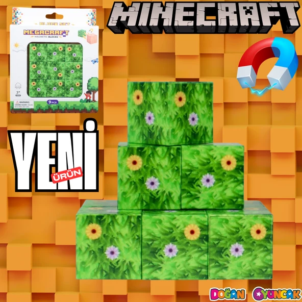 Minecraft Çiçekli Çim Desenli Blok Manyetik Lego Minecraft Manyetik Lego Minecraft Lego Megnetic Blocks ürün görseli 1