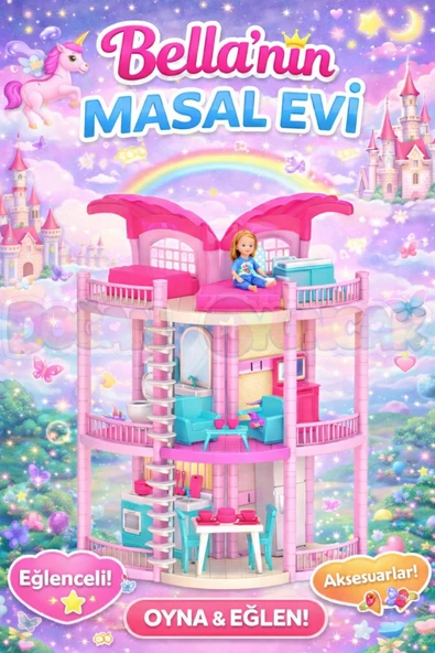 Bella'nın Masal Evi - Bella Oyuncak Ev - Barbie Ev Seti - Bellanın Masal Evi - Bella 3 Katlı Evi ürün görseli 1