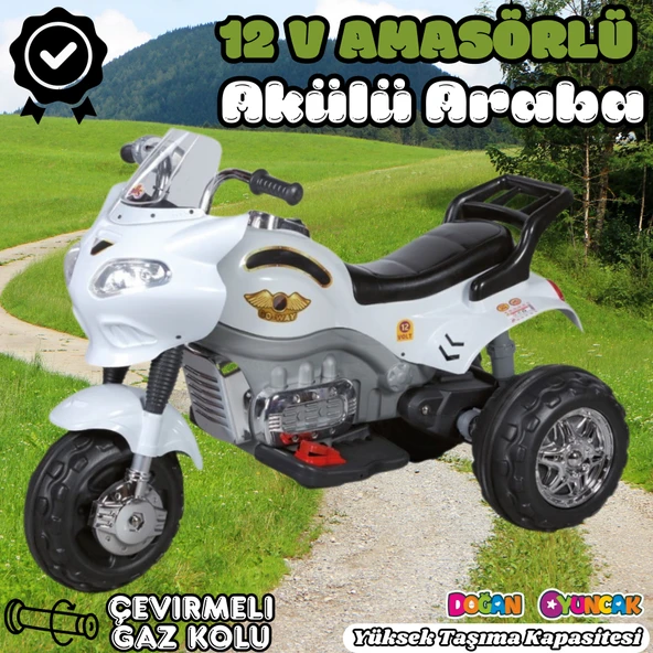 Amortisörlü Akülü Turbo GoWay Motosiklet Beyaz - Aliş GoWay Motorsiklet 12 Volt Akülü Motor - Aliş Go Way Motor ürün görseli 1