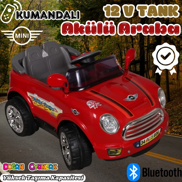 Kumandalı Mini Cooper Akülü Araba Kırmızı - Kumandalı 12 Volt Tek Kişilik Akülü Araba Akülü JEEP - Turbo Coupe Akülü Ara ürün görseli 1