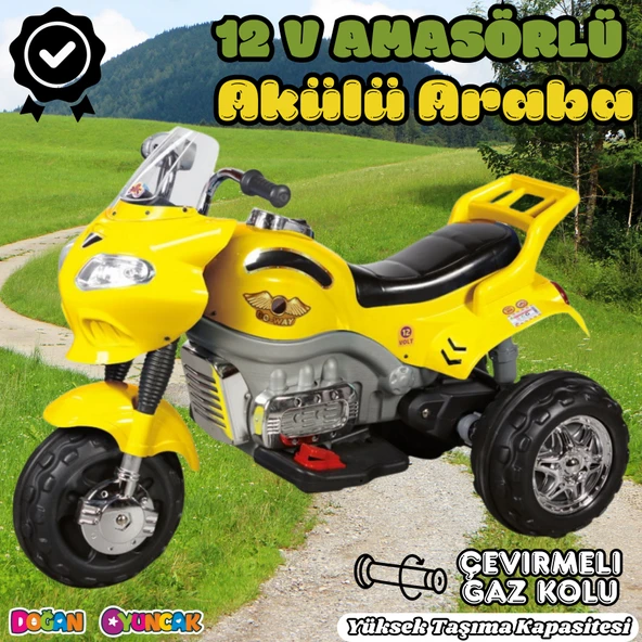 Amortisörlü Akülü Turbo GoWay Motosiklet Sarı - Aliş GoWay Motorsiklet 12 Volt Akülü Motor - Aliş Go Way Motor ürün görseli 1