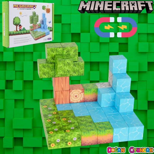 Minecraft Orman Temalı 47 Parça Manyetik Lego Minecraft Manyetik Lego Minecraft Lego Megnetic Blocks ürün görseli 1