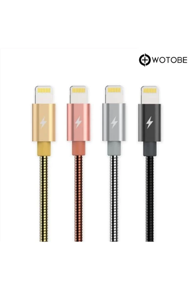 Apple Lightning Çelik Spiral Şarj Data Kablosu - Resim 4