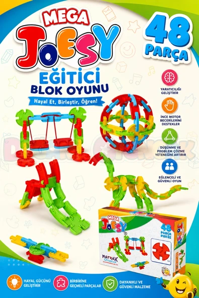Mega Joesy Eğitici Blok Oyunu 48 Parça - Oyuncak Lego Seti - Birbirine Geçmeli STEM Lego Seti - Eğitici Oyuncak ürün görseli 1
