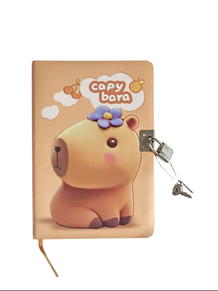 Capybara Hatıra Defteri (Günlük) Kilitli Defter 80 yaprak - Süslü ürün görseli 1