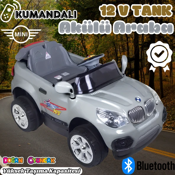 Kumandalı Mini Cooper Akülü Araba Gri - Kumandalı 12 Volt Tek Kişilik Akülü Araba Akülü JEEP - Turbo Coupe Akülü Araba ürün görseli 1