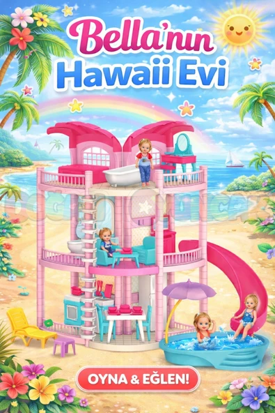 Bella'nın Hawai Evi - Bella Oyuncak Ev - Barbie Ev Seti - Bellanın Hawai Evi - Bella Havuzlu Hawai Evi ürün görseli 1