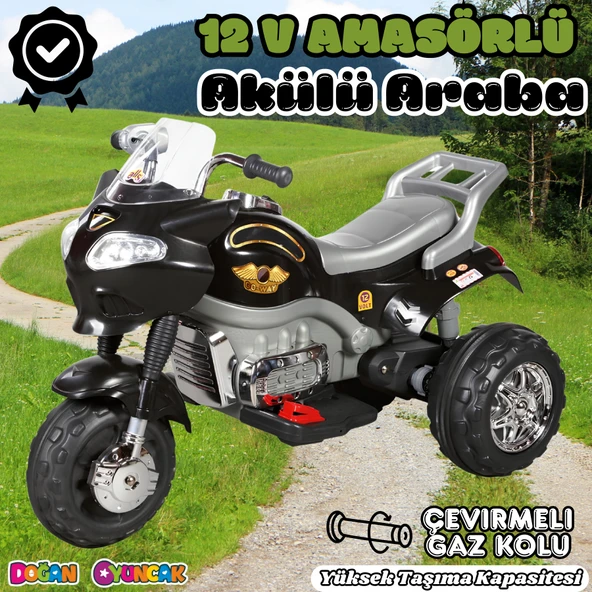 Amortisörlü Akülü Turbo GoWay Motosiklet Siyah - Aliş GoWay Motorsiklet 12 Volt Akülü Motor - Aliş Go Way Motor ürün görseli 1