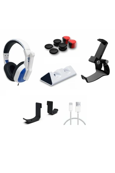 12'li Playstation 5 Kablo Stand Şarj Kulaklık Askı Analog Set ürün görseli 1