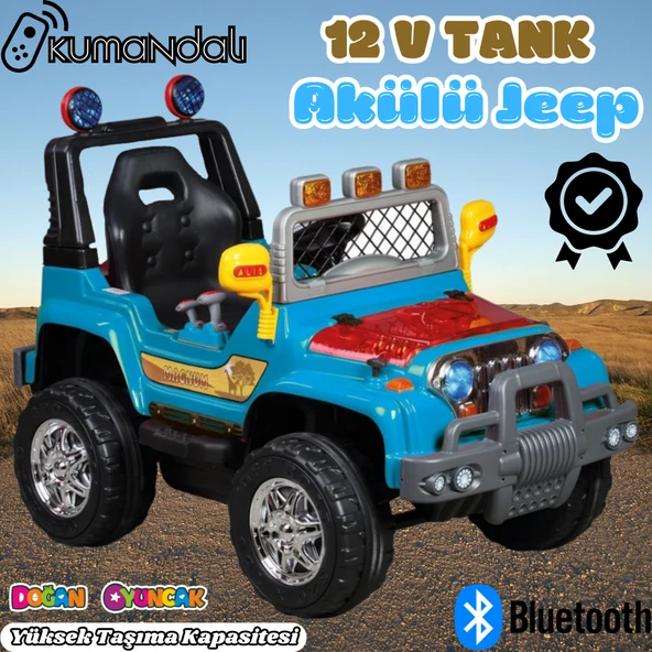 Kumandalı Mega Akülü Araba Mavi - Kumandalı 12 Volt Tek Kişilik Akülü Araba Akülü JEEP - Mega Off Road Turbo Jeep ürün görseli 1
