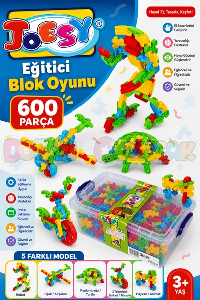 Joesy Eğitici Blok Oyunu 600 Parça - Oyuncak Lego Seti - Birbirine Geçmeli STEM Lego Seti - Eğitici Oyuncak ürün görseli 1