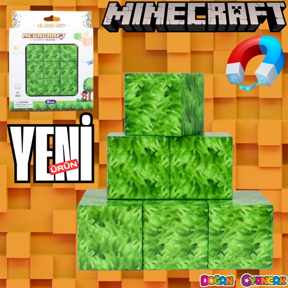 Minecraft Çimen Desenli Blok Manyetik Lego Minecraft Manyetik Lego Minecraft Lego Megacraft Lego Seti Megnetic Blocks ürün görseli 1