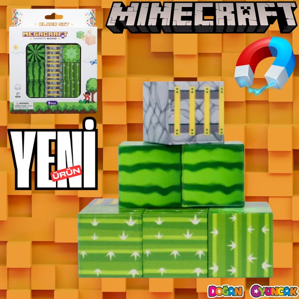 Minecraft Karpuz, Merdiven ve Kaktüs Desenli Blok Manyetik Lego Minecraft Manyetik Lego Minecraft Lego Megnetic Blocks ürün görseli 1