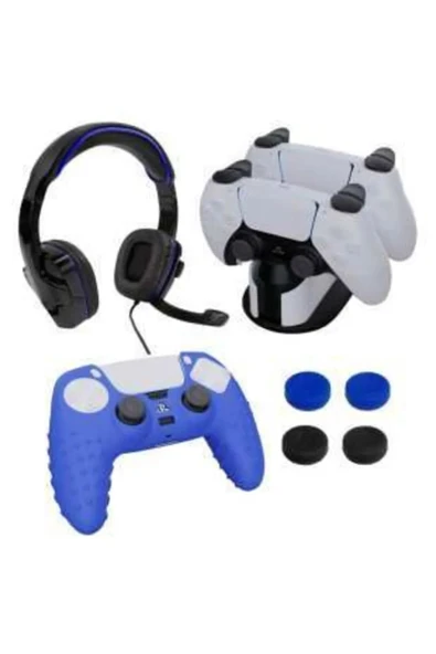 Playstation 5 Oyuncu Seti Kulaklık Şarj Istasyonu Dualsense Kılıf Ve Analog Koruyucu ürün görseli 1