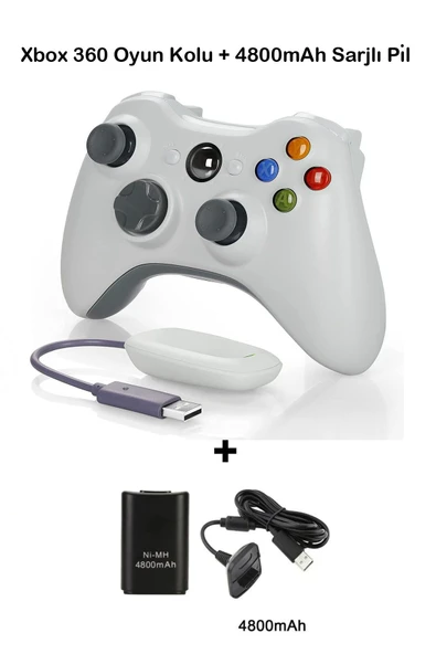 Xbox 360 Pc Uyumlu Kablosuz Analog Oyun Kolu Ve 4800mah Batarya Seti ürün görseli 1