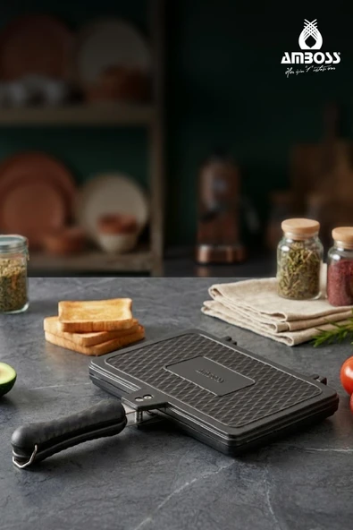 Vento Döküm Ocak Üstü Tost Tavası – Siyah ürün görseli 1