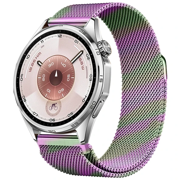 Huawei Watch GT6 46mm Uyumlu Manyetik Milanese Loop Metal Kordon  Rainbow ürün görseli 1