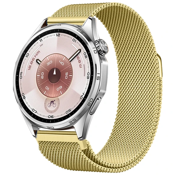 Huawei Watch GT6 46mm Uyumlu Manyetik Milanese Loop Metal Kordon  Gold ürün görseli 1