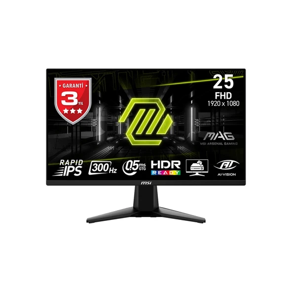 MSI 24.5 MAG 255XF FHD 16:9 FLAT IPS 300HZ 0.5MS GTG ADAPTIVE-SYNC GAMING MONITOR ürün görseli 1