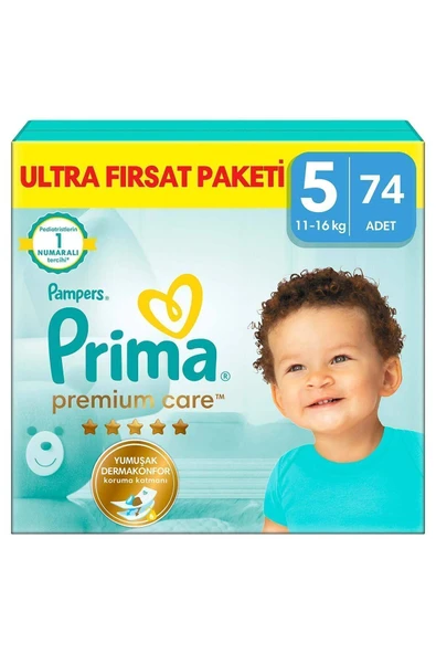 Prima Premium Care 5 Numara Junior 74lü Bebek Bezi ürün görseli 1