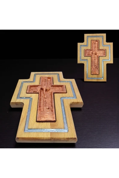 sharp&art Epoksi Kanallı El Yapımı Ahşap Haç , Karanlıkta Parlayan Epoksi Sanatı, Hristiyan Ev Dekorasyonu ürün görseli 1