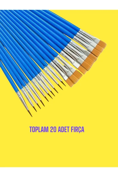 sharp&art Resim Fırçası Seti 20'li, 10 İnce Uçlu, 10 Kalın Uçlu Fırça, Suluboya, Akrilik Boyama vs. ürün görseli 1