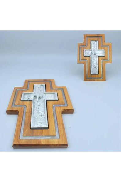 sharp&art Epoksi Kanallı El Yapımı Ahşap Haç , Karanlıkta Parlayan Epoksi Sanatı, Hristiyan Ev Dekorasyonu ürün görseli 1