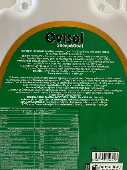 Royal İlaç Royal Ovisol Sheep&goat Koyun ve Keçi Yem Katkısı 1 Lt - Resim 4