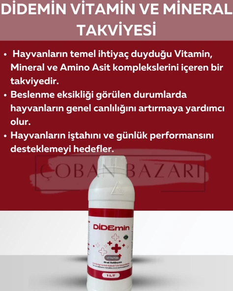 DİDEMİN - Hayvanlar İçin Mineral ve Vitamin Oral Solüsyon (1 LT) ürün görseli 1