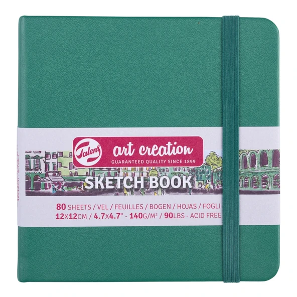 Talens Art Creation Sketch Book Eskiz Defteri 80 Yaprak 140 g 12x12 cm Orman Yeşili ürün görseli 1