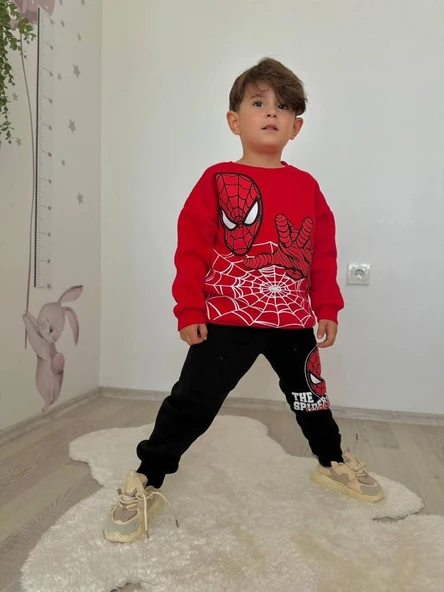 ERKEK ÇOCUK ÖRÜMCEK ADAM MODELLİ 3İPLİK ŞARDONLU EŞOFMAN TAKIMI ürün görseli 1