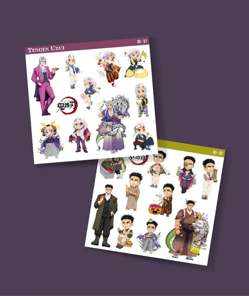 Tengen Uzui-Demon Slayer Gyomei Himejima -parlak kağıt 2 Li Set Anime Sticker Çıkartma-kimetsu no yaiba ürün görseli 1