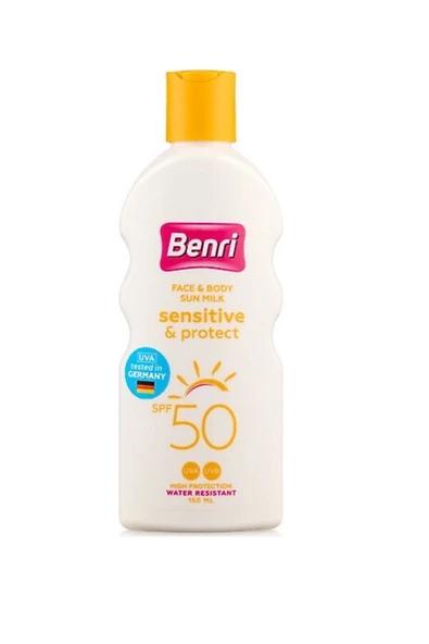 Benri Hassas & Koruma Güneş Sütü SPF50 – Yüksek Koruma, Hassas Ciltlere Özel Nemlendirici Losyon, 150 ml ürün görseli 1