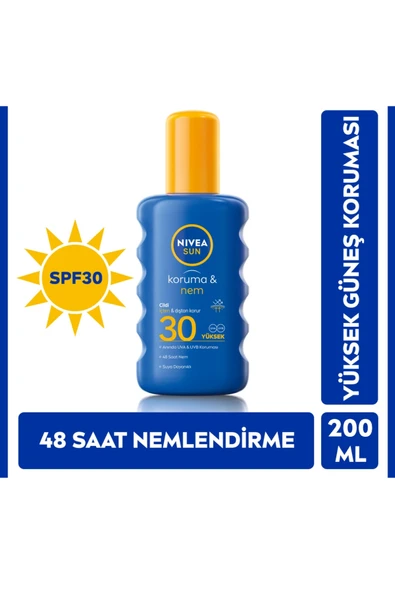 Nivea Sun SPF30 Güneş Koruyucu & Nemlendirici Vücut Spreyi – UVA & UVB Yüksek Koruma, 200 ml ürün görseli 1