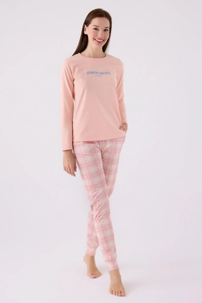 Pierre Cardin Kadın Pamuklu Rahat Uzun Kollu Ekose Pijama Takım ürün görseli 1