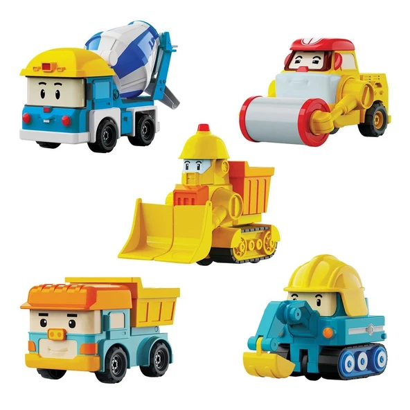 Robocar Poli Mini İnşaat Araçları 5'li Set 0761 ürün görseli 1