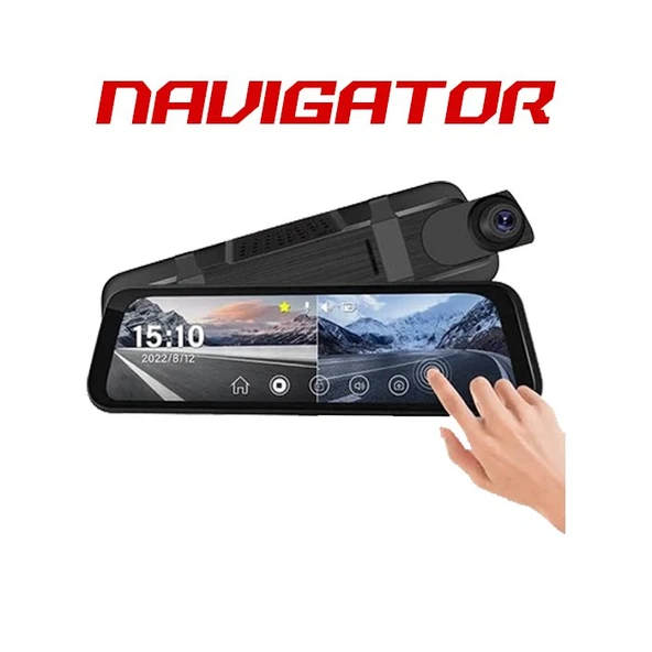 Navigator 180 Açılı 1080P Ultra HD DVR Dokunmatik Ayna Yol Kayıt Kamerası NG2180DA Ön Arka Kamera ürün görseli 1