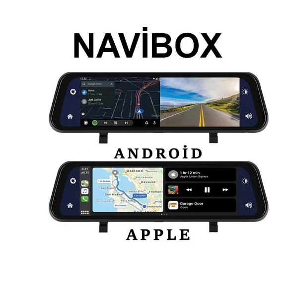Navibox 140 Açılı 1080P DVR Dokunmatik Carplay Ayna Yol Kayıt Kamerası NV2140CDA Ön Arka Kamera ürün görseli 1