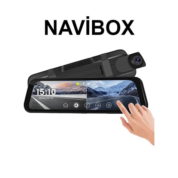 Navibox 140 Açılı 1080P DVR Dokunmatik Ayna Yol Kayıt Kamerası NV2140DA Ön Arka Kamera ürün görseli 1