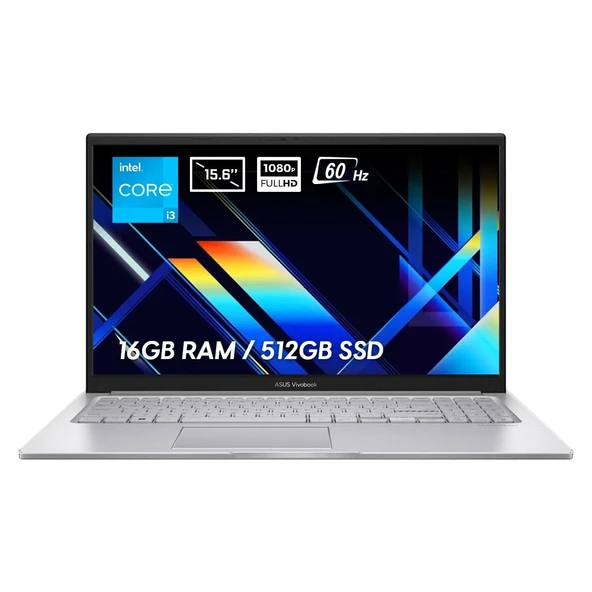 Asus Vivobook 15 X1504VA-NJ2379V1 Intel Core I3-1315U 16GB 512GB SSD 15.6 Inç Full Hd 60Hz Freedos Taşınabilir bilgisayar ürün görseli 1