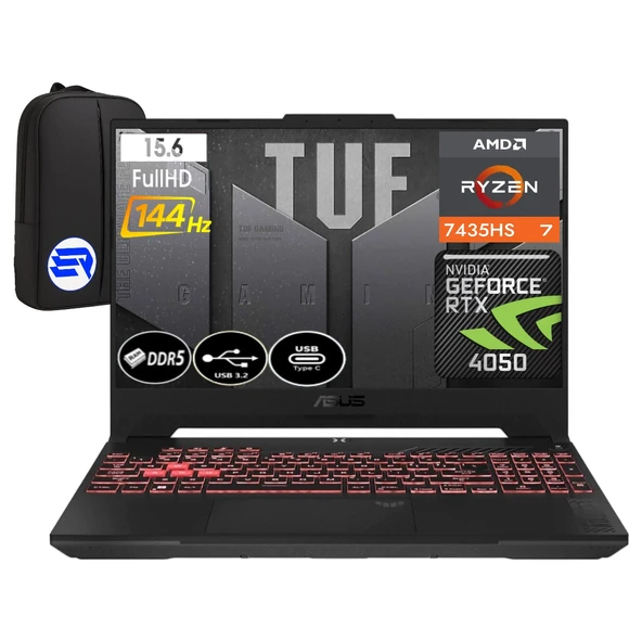 Asus Tuf Gaming A15 FA507NUR-LP036EP7 Ryzen 7 7435HS 64GB Ram 1tb SSD Rtx 4050 140W 144Hz WIN11 Pro 15.6'' + Elektropasaj Çanta ürün görseli 1