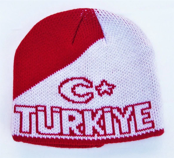 salarticaret Kırmızı - Beyaz TÜRKİYE Yazılı Bere ürün görseli 1