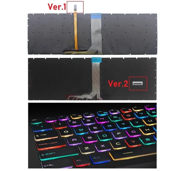 MSI GE73 Raider, GE73 7RD, GE73VR, GE73VR 7RF Notebook Klavye - Tuş Takımı / Ver.1 - Siyah - TR - Backlit - RGB ürün görseli 1