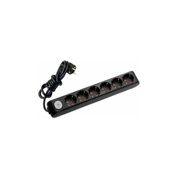 Viko Multi-Let Siyah Anahtarlı 6'lı Priz 3 Metre 90137603 ürün görseli 1