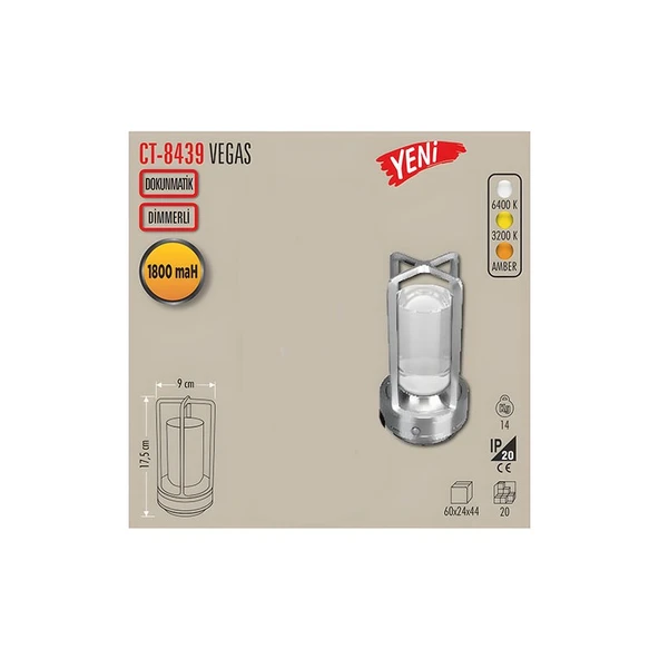 Cata CT-8439 Vegas Şarjlı Masa Lambası - Resim 6