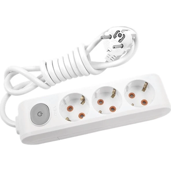 Viko Multilet Kablolu Anahtarlı Topraklı Üçlü Grup Priz Uzatma 5 Metre 90117305 ürün görseli 1