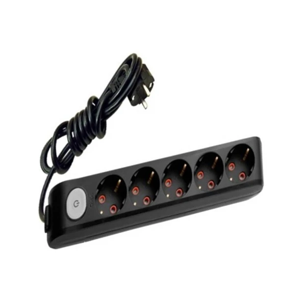Viko Multi-Let Siyah 5'li Anahtarlı Grup Priz Topraklı Çocuk Korumalı 1 Metre ürün görseli 1